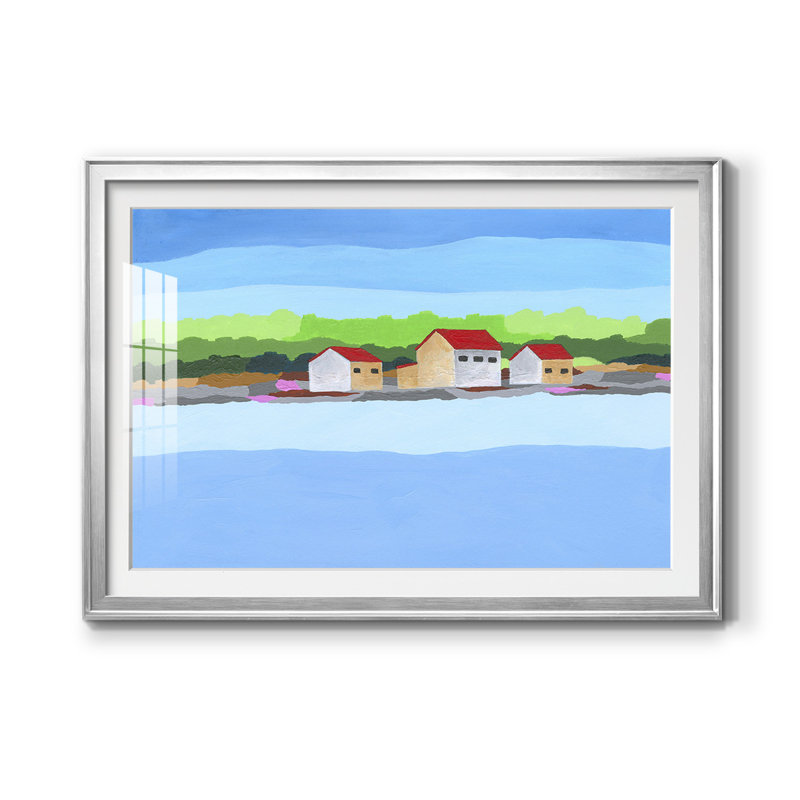 Paysage de toit rouge II - reproduction de cadre photo, H 30,5 po x l 42,5 po x P 1 po, Argent