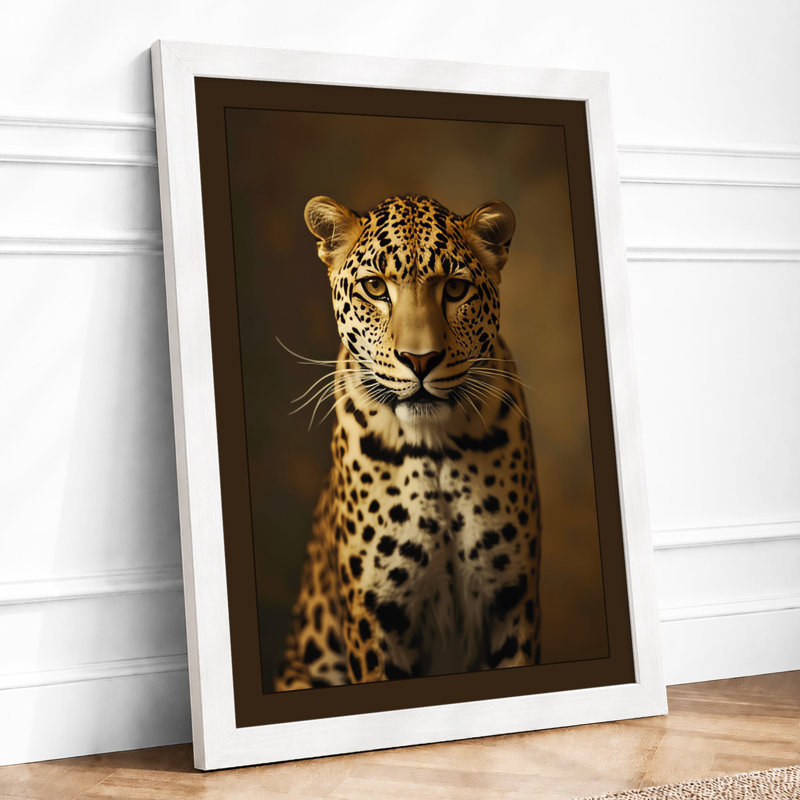 Leopard Gaze Boho - Framed Print, A2 - 59.4 x 42.0 cm, White