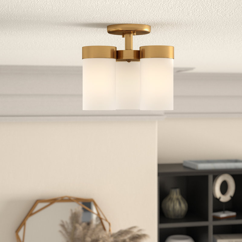 Plafonnier semi-encastré 3 lumières 11,75 po Preston, Bronze brossé