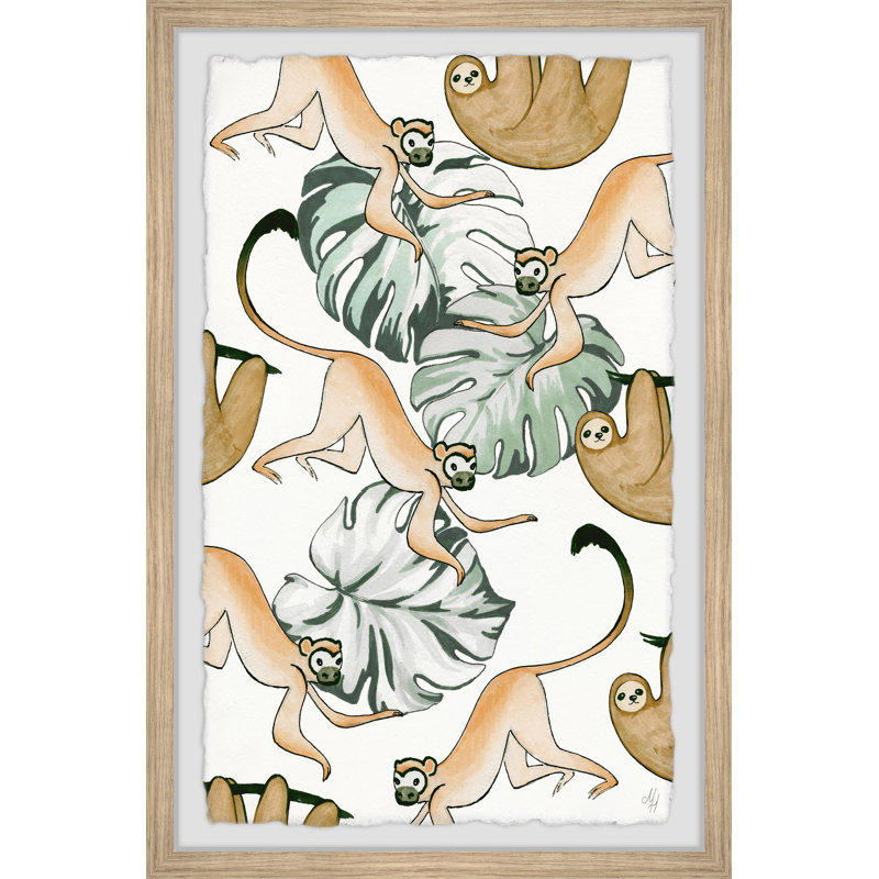 Braiden Sloth And Monkeys - Print, 30cm H x 20cm W