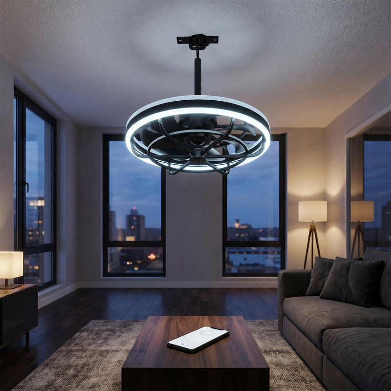 Ventilateur de plafond silencieux à moteur à courant continu avec éclairage, éclairage à DEL, télécommande, 6 réglages de vitesse, adapté à une utilisation intérieure et extérieure, idéal pour les salons, les chambres à coucher et les cuisines