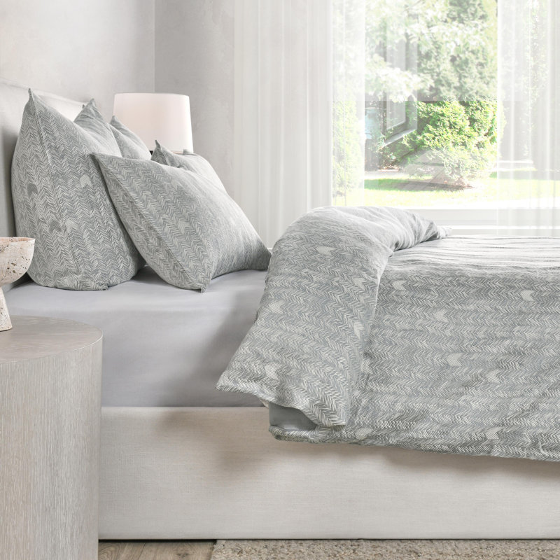 Lana 100% Cotton Embroidered Natural Queen Duvet By Classic Home, King Duvet Cover, Gray