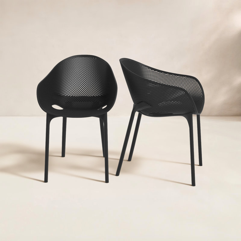 Farrah Stacking Patio Dining Armchair, Black