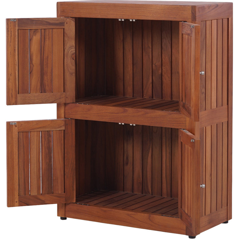Sula Two-Level Teak Tower Floor Cabinet