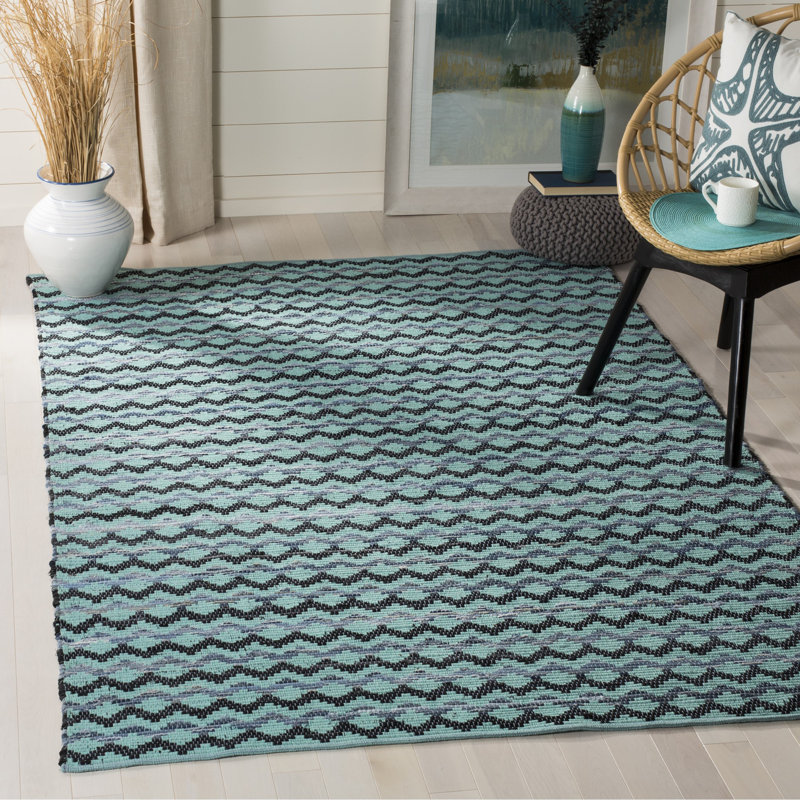 Annia Hand Woven Cotton Geometric Rug, Round 6'