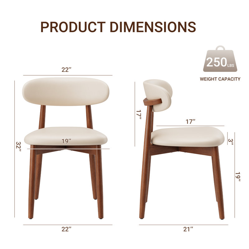 Chaise d'appoint rembourrée en bois massif, L-beige