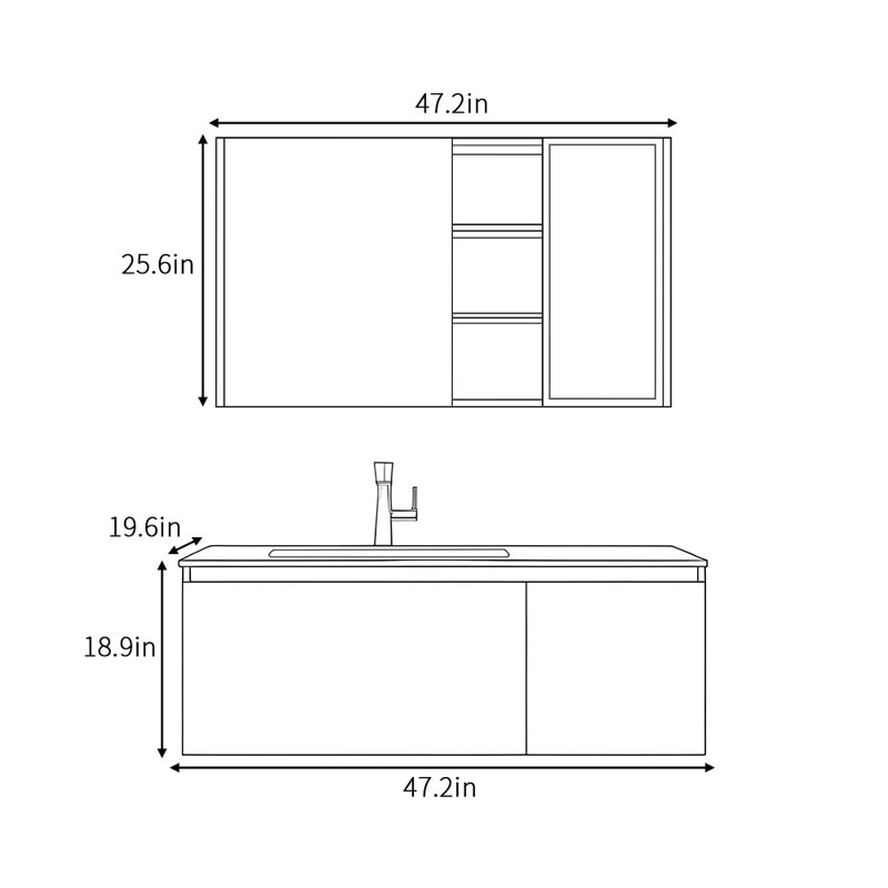 Armoire de salle de bain minimaliste de style italien