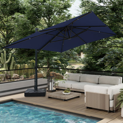 Allisun 157.48 " W Rectangular Tilt Cantilever Umbrella with Crank Lift