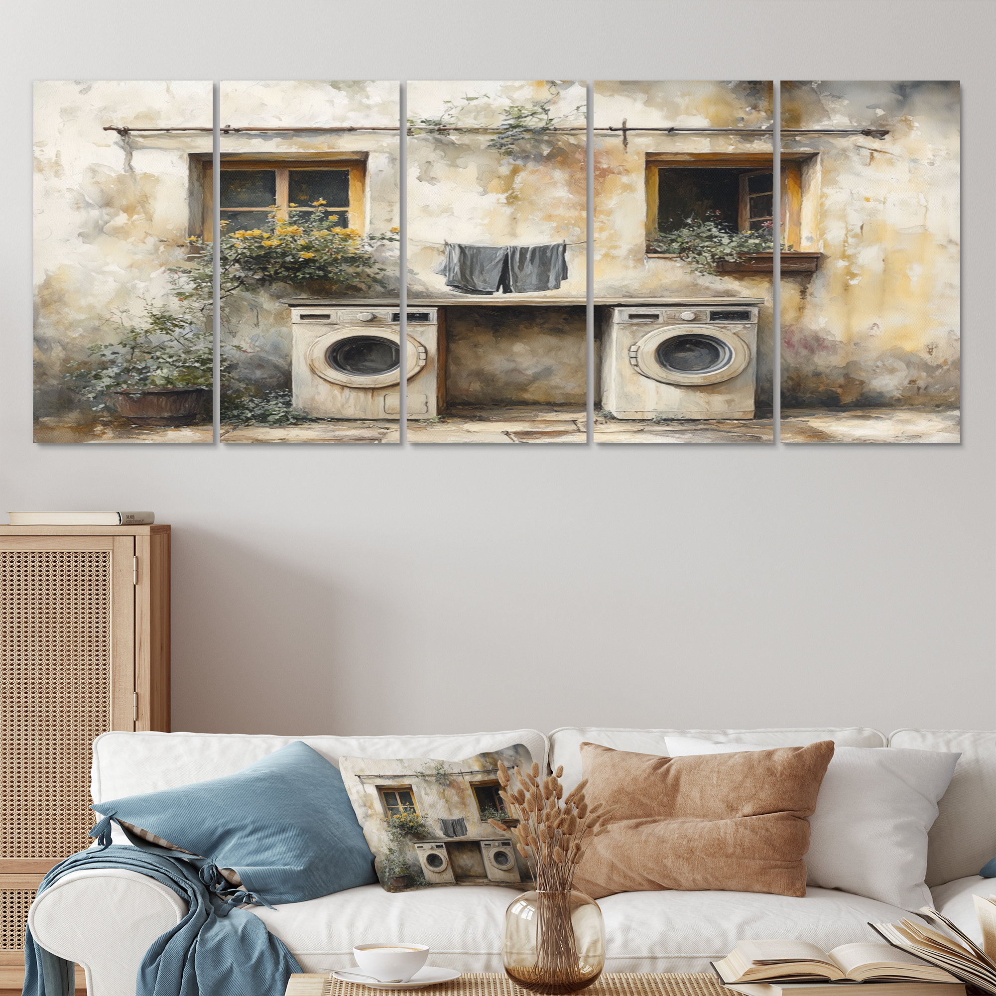 Winston Porter Grey Vintage Laundry Day I - Laundry Canvas Art Set ...