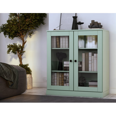 Palace Imports 100% Solid Wood Short Bookcase with Glass Doors, Adjustable Shelves, Modular Storage Bookshelf, 32" W x 35.75" H
