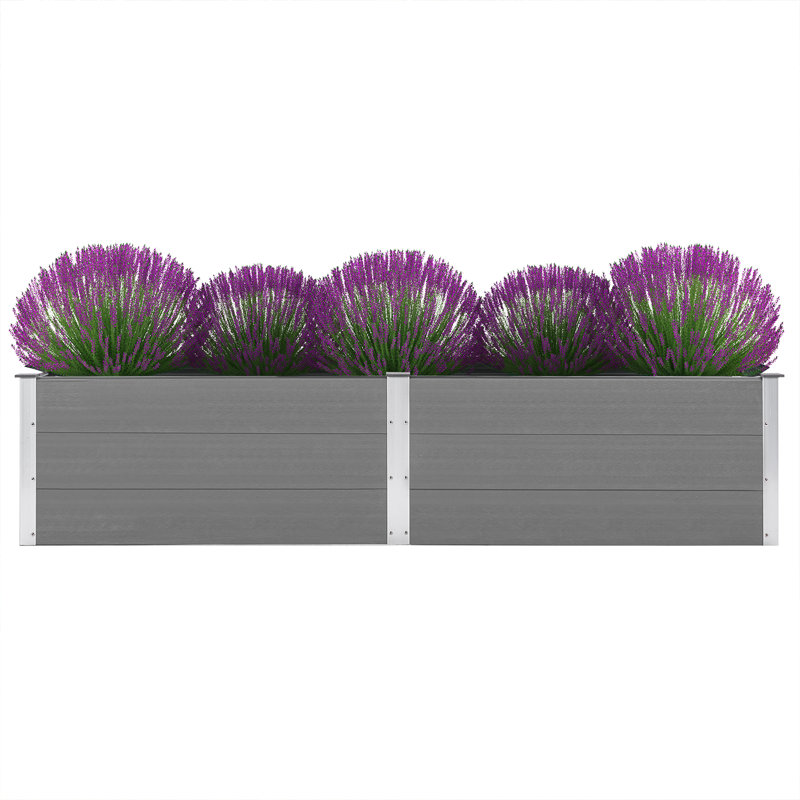 Raised garden bed in galvanized steel, 54cm H x 250cm W x 50cm D, Grey
