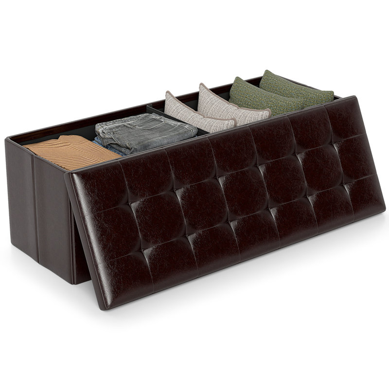 Faux Leather Ottoman, Brown Faux Leather