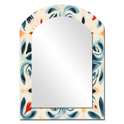 Miroir mural beige et bleu damassé marocain Intrigue