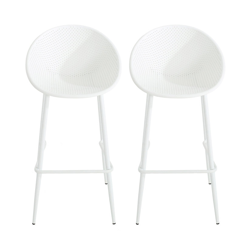 Tabouret Gable, ensemble de 2 chaises de bar, Blanc