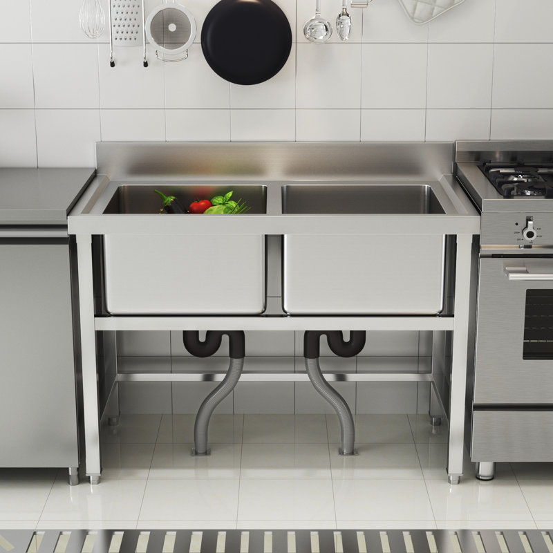 Belfry Kitchen Ronan 600mm W Double Bowl Stainless Steel Kitchen Sink 0