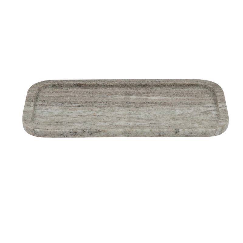 Plateau rectangulaire en marbre gris avec bords surélevés 12 po x 6 po