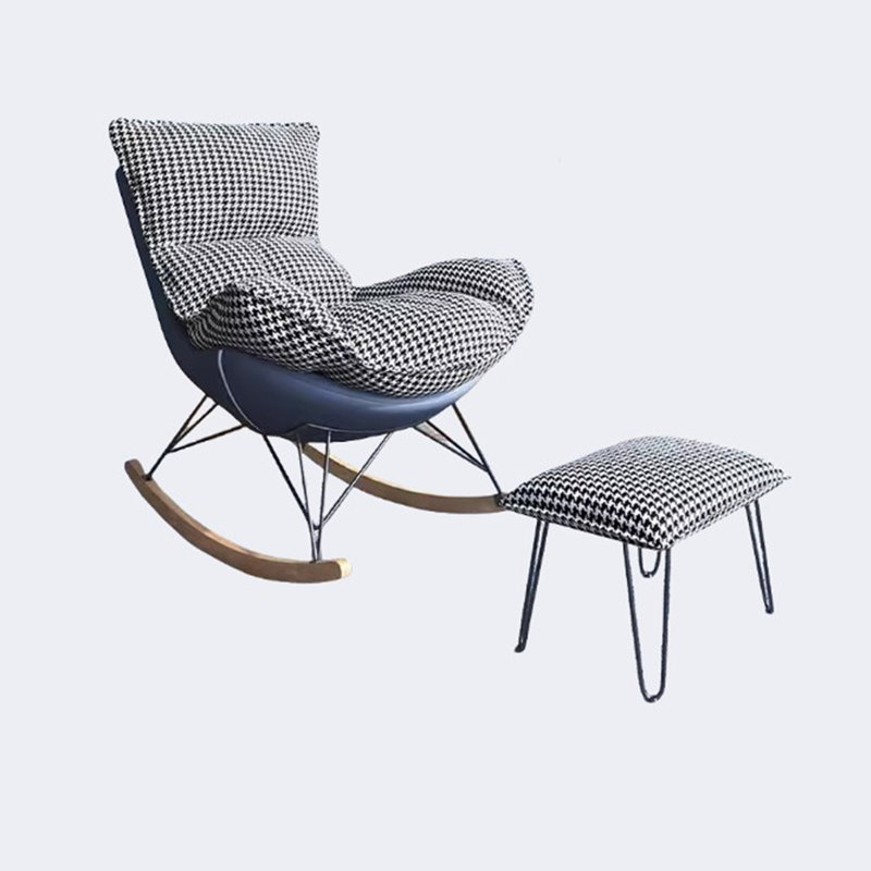 Chaise berçante légère et luxueuse, Noir / blanc / bleu