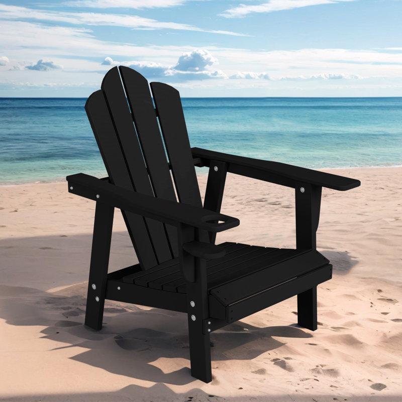 Devito All-Weather Resistant HDPE Plastic Oversize Adirondack Chair, Black