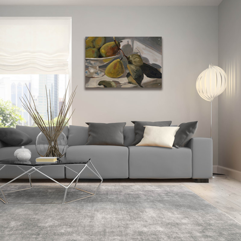 Art mural en verre épique «Delightful Pears 1» par Marian Parsons, 36 po x 24 po, H 24 po x l 36 po