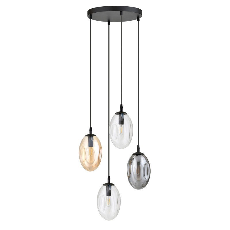 Amanjot 4 - Light Black Cluster Pendant, Grey/Beige