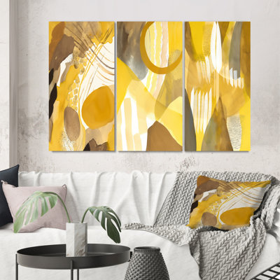 3 Piece Print Set - Mustard Yellow Dreams Retro Watercolor VI