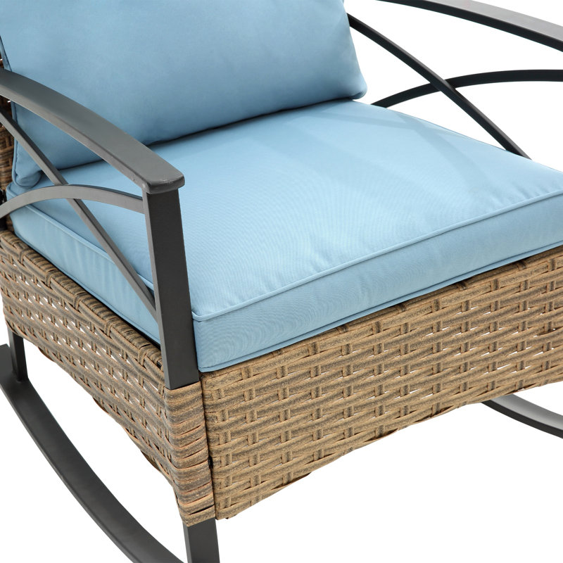 Ensemble de chaises berçantes 3 pièces, Bleu