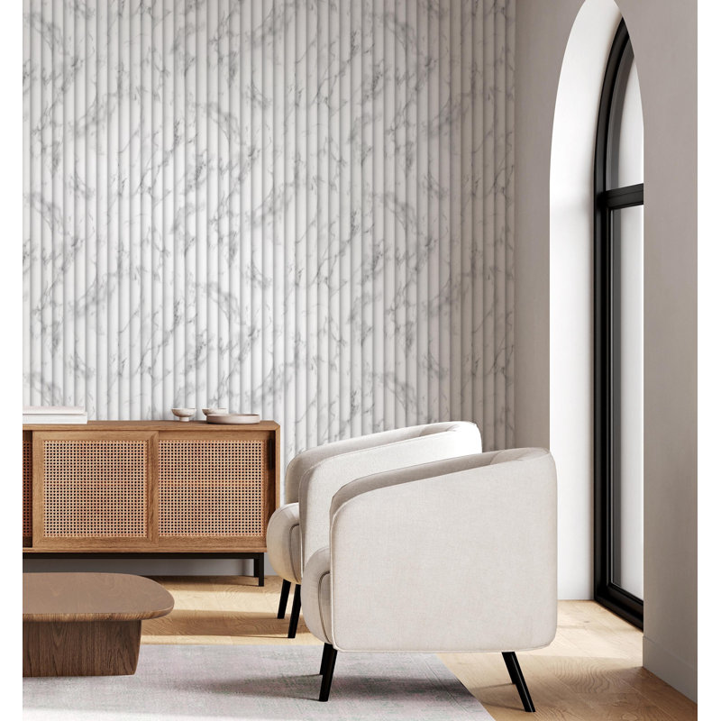 Imitation Group Fluted Marble Wallpaper, Grey