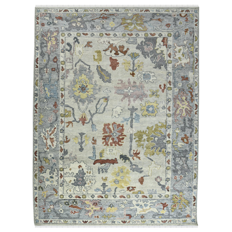 Jaigarh Wool Geometric Area Rug in White, Rectangle 2' x 3'