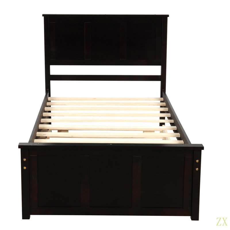 Lit plateforme avec lit gigogne simple, structure de taille simple, Noir