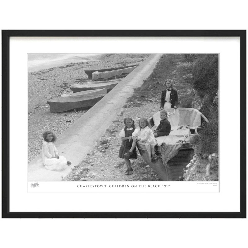 Charlestown, Children On The Beach 1912 - Single Picture Frame Print on Wood, 45cm H x 60cm W x 2.3cm D