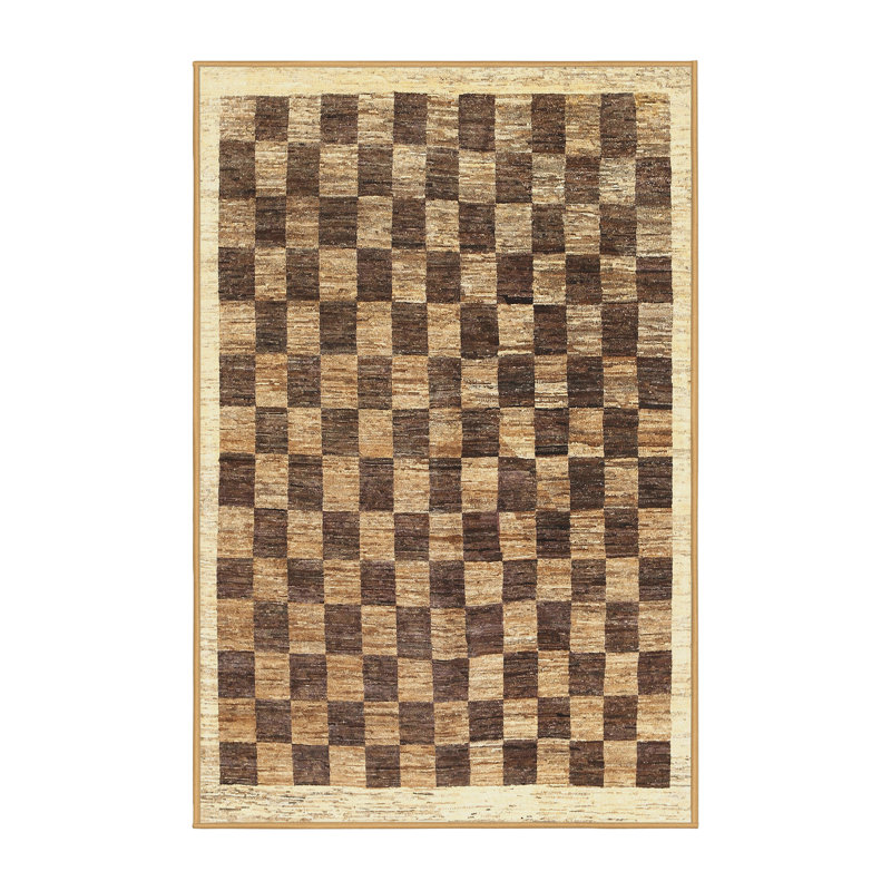 Tapis gris/brun zone contemporaine, Rectangle 5 pi x 7 pi