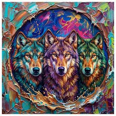 Three Wolves Painting Blankets