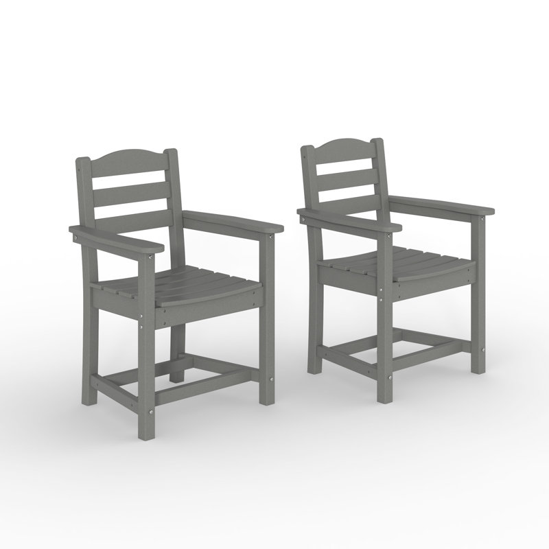 Outdoor Patio Dining Chairs, All-Weather Patio Chairs With Arms, Weather-Resistant Deck Chairs For Garden, Porch, Backyard（Set Of 2 ）