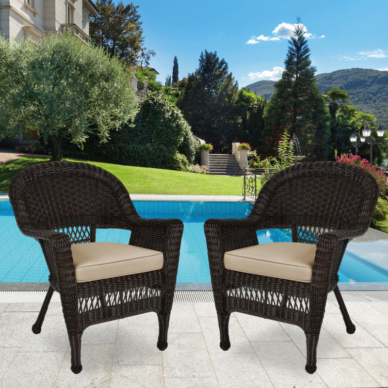 Chaise de patio avec coussins Burrowes, Brun clair, Espresso