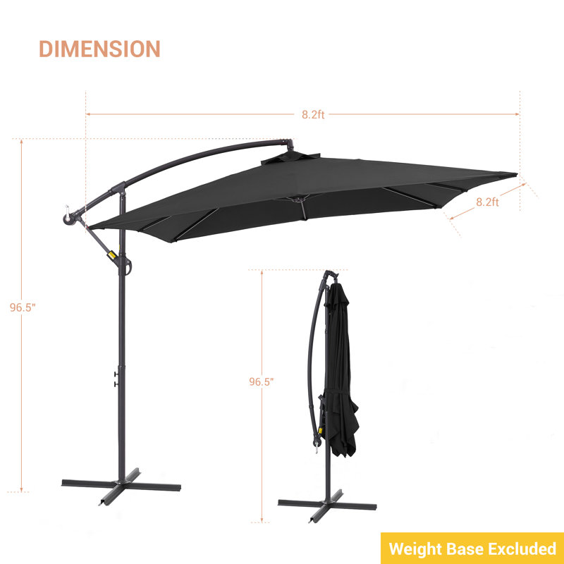 Scarlott 98.3" x 98.3" Square Umbrella, Noir