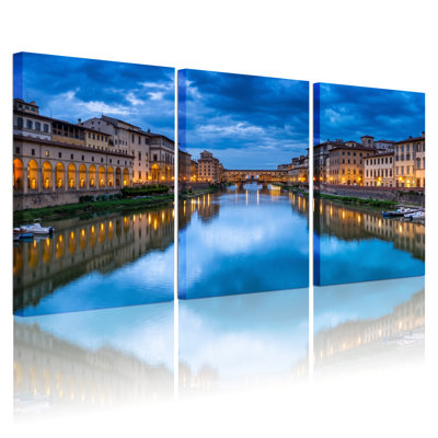 Ensemble de 3 tableaux sur toile représentant un pont sur la rivière, pour la décoration du salon, de la chambre et de la maison.