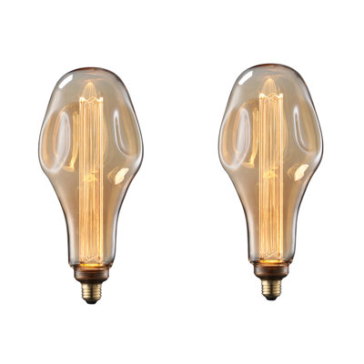 Irregular Led Decorative Vintage Edison Bulb, Dimmable, E26 Base, Amber Glass, Soft Warm, Ul Listed