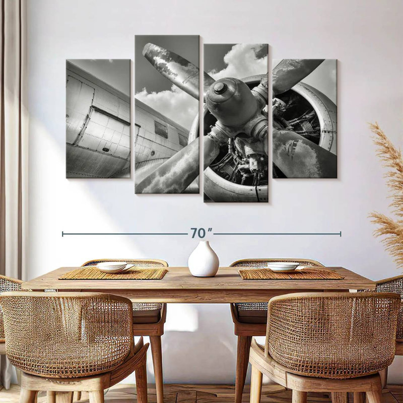 Mehar Monochrome Propeller Plane, 42" H x 68" W