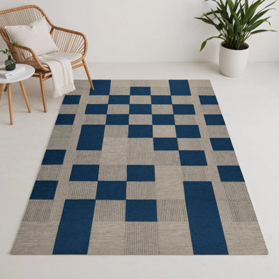 Tapis d'intérieur et d'extérieur à carreaux gris
