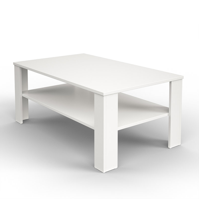 Alejandre Four Leg Coffee Table with Storage, White