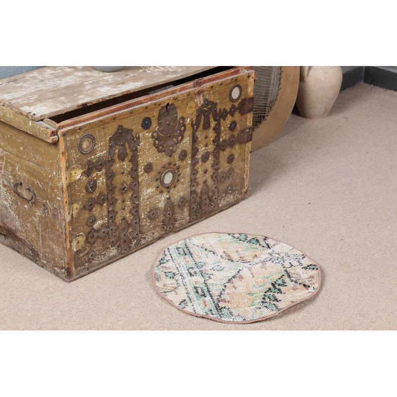 Handwoven Turkish Oushak Rug Ideal for Doorway Or Small Spaces in a Warm Brown Hue