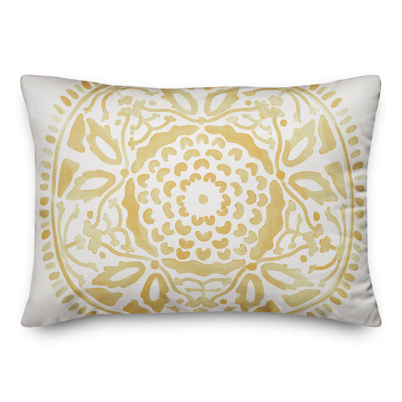 Housse et insert de coussin d'extérieur Juan, Yellow, Floral 4