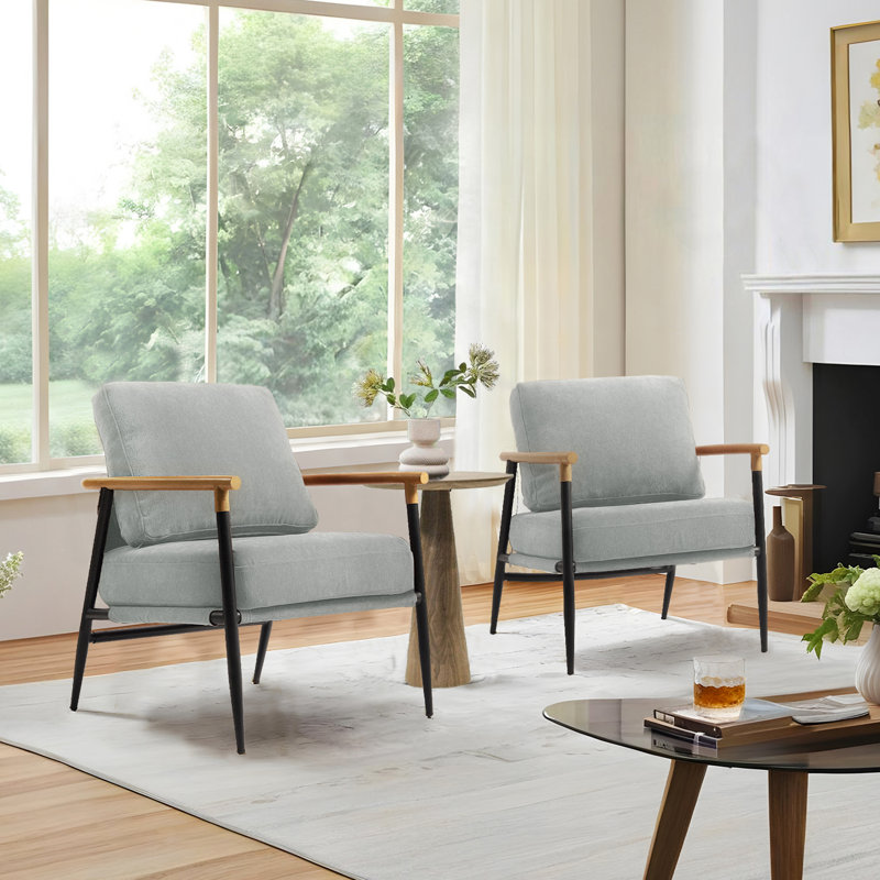 Fauteuil d'appoint Dajauna, Chenille gris pâle
