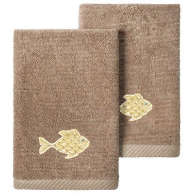FIGI 2PC Embellished Bath Towel Set 2 Piece Turkish Cotton Towel Set