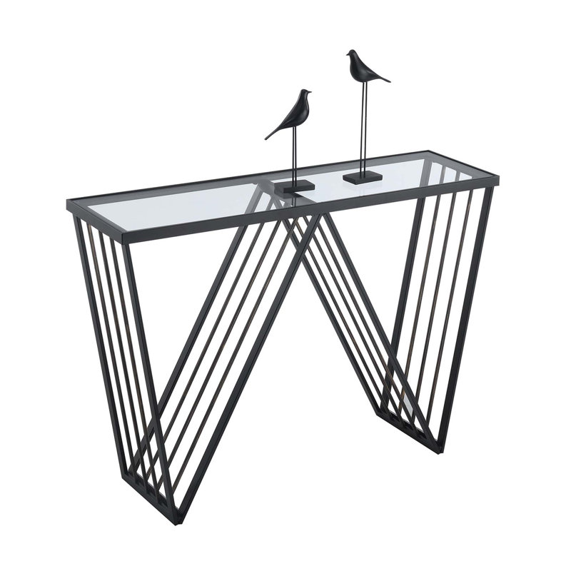 Venus Glass Top Console Table, 30" H x 42" D x 12" D