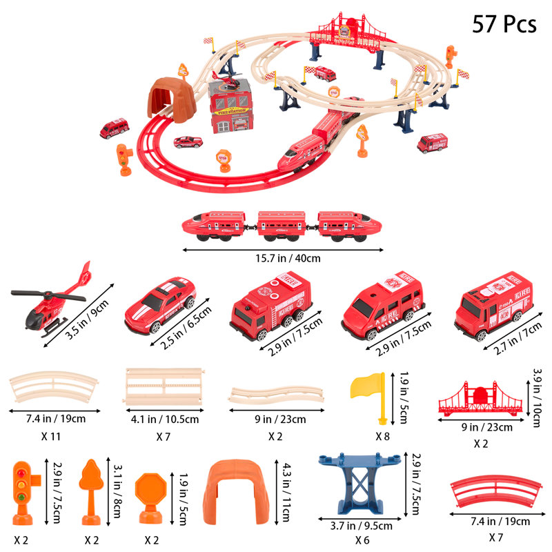 57pcs DIY Fire Rescue Train Toy Set for Kids