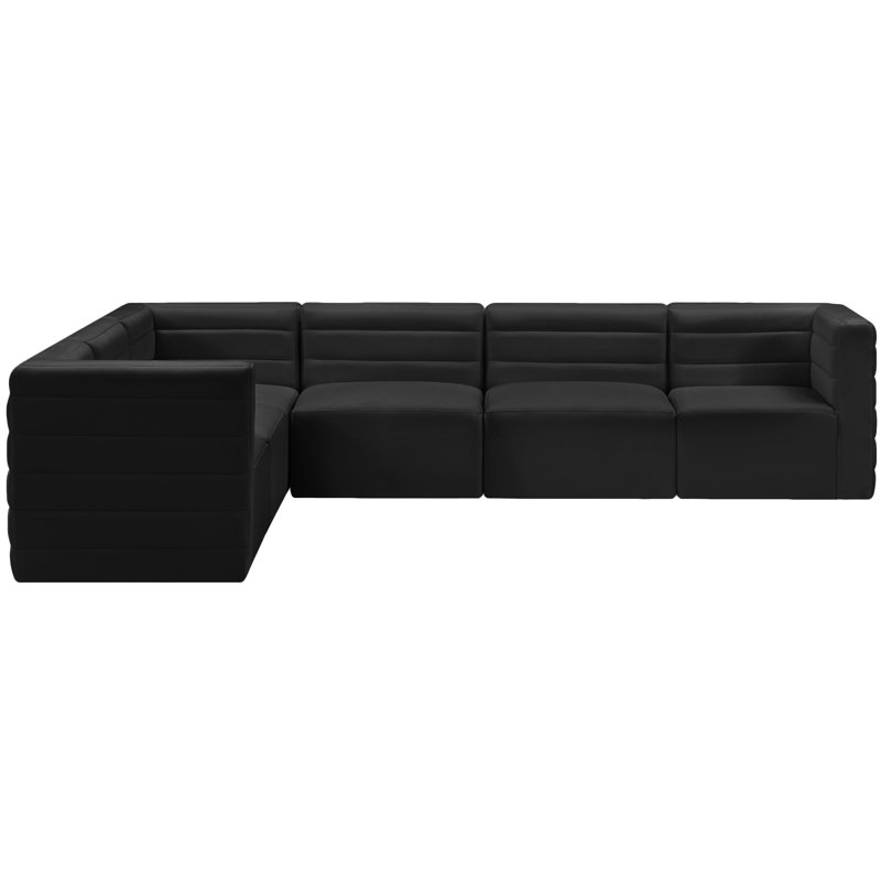 Enso Velvet L-Shaped Sectional Reversible, Black Velvet