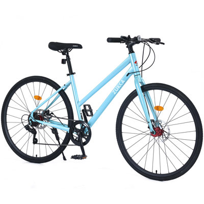 7-Speed Hybrid Bike Disc Brake 700C Road Bike For Men and Women's City Bicycle