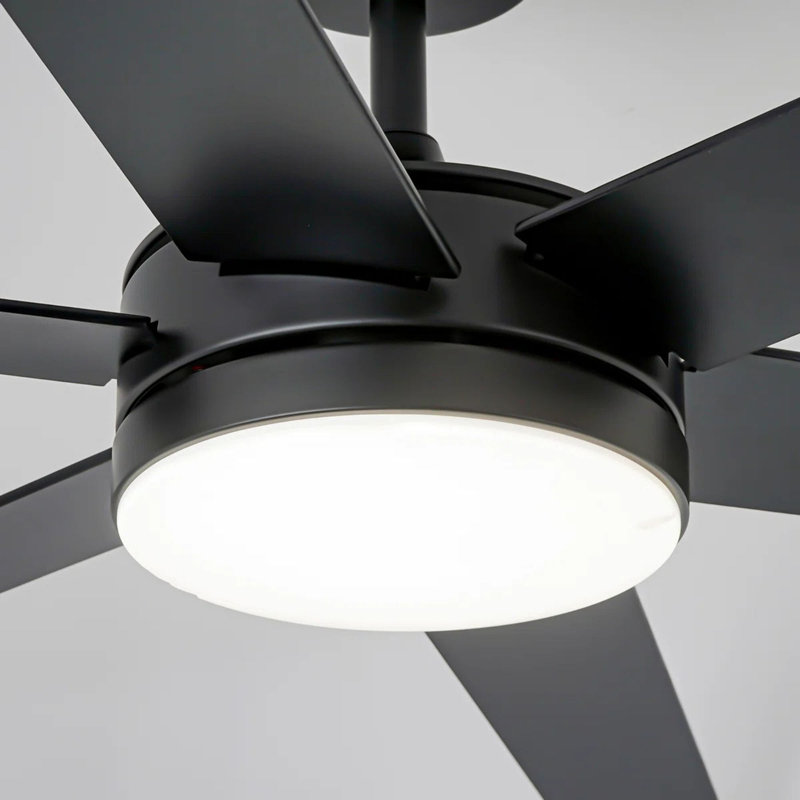 Ventilateur de plafond 6 pales SkyFan Cassiopeia, Noir mat / noyer foncé