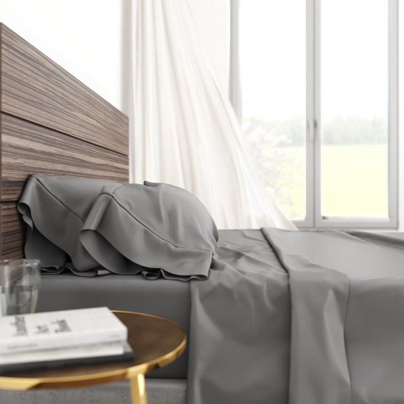 Rayon From Bamboo Cotton Sheets Soft and Smooth, White/Charcoal